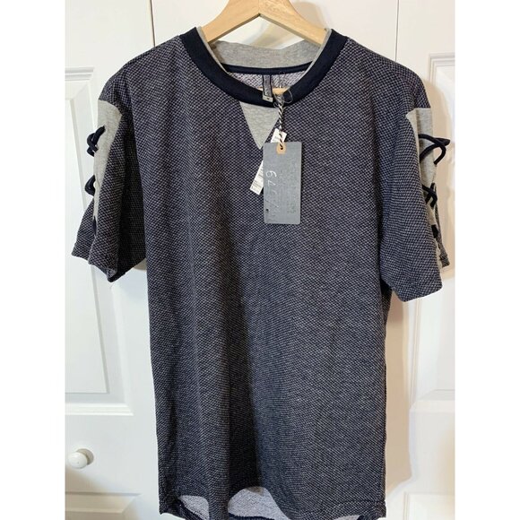 New Amongst Others American Legacy Men’s Sz M T-Shirt Blue Gray Textured Stretch - Picture 5 of 7
